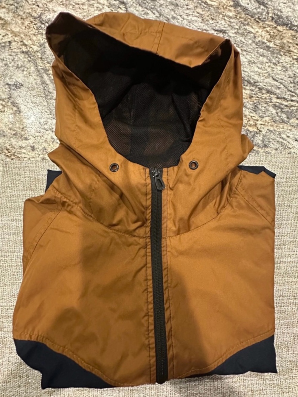 Men’s Rust Brown Hooded Windbreaker Jacket